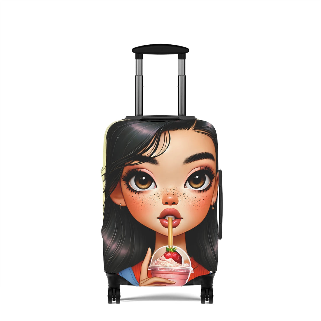 Lena Strawberry Cream coffee lover luggage cover for women