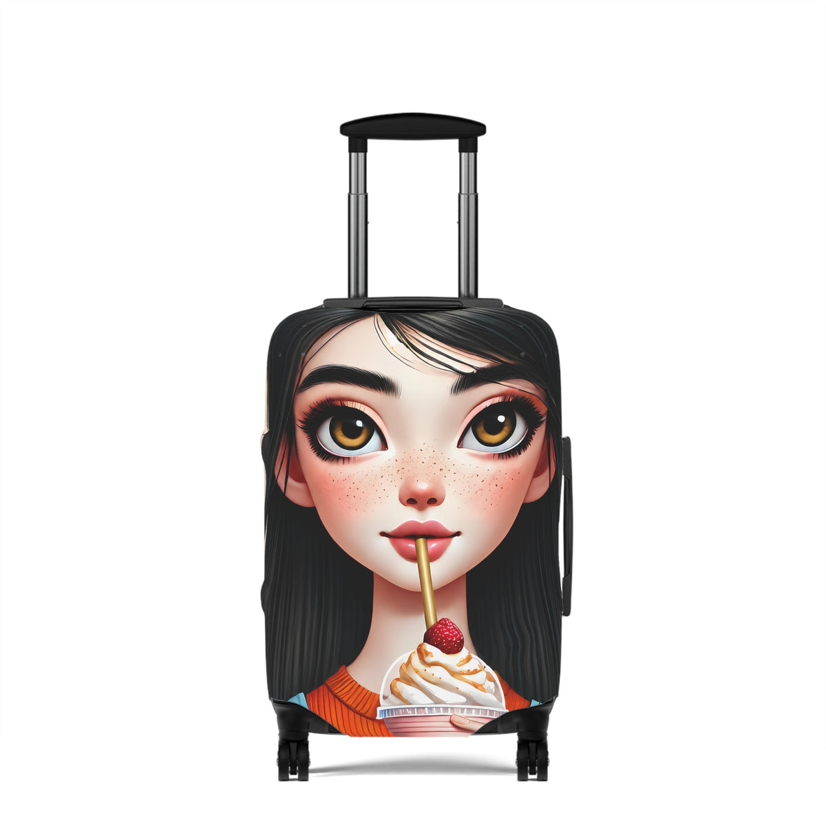 Aria Strawberry Swirl coffee lover luggage cover for women